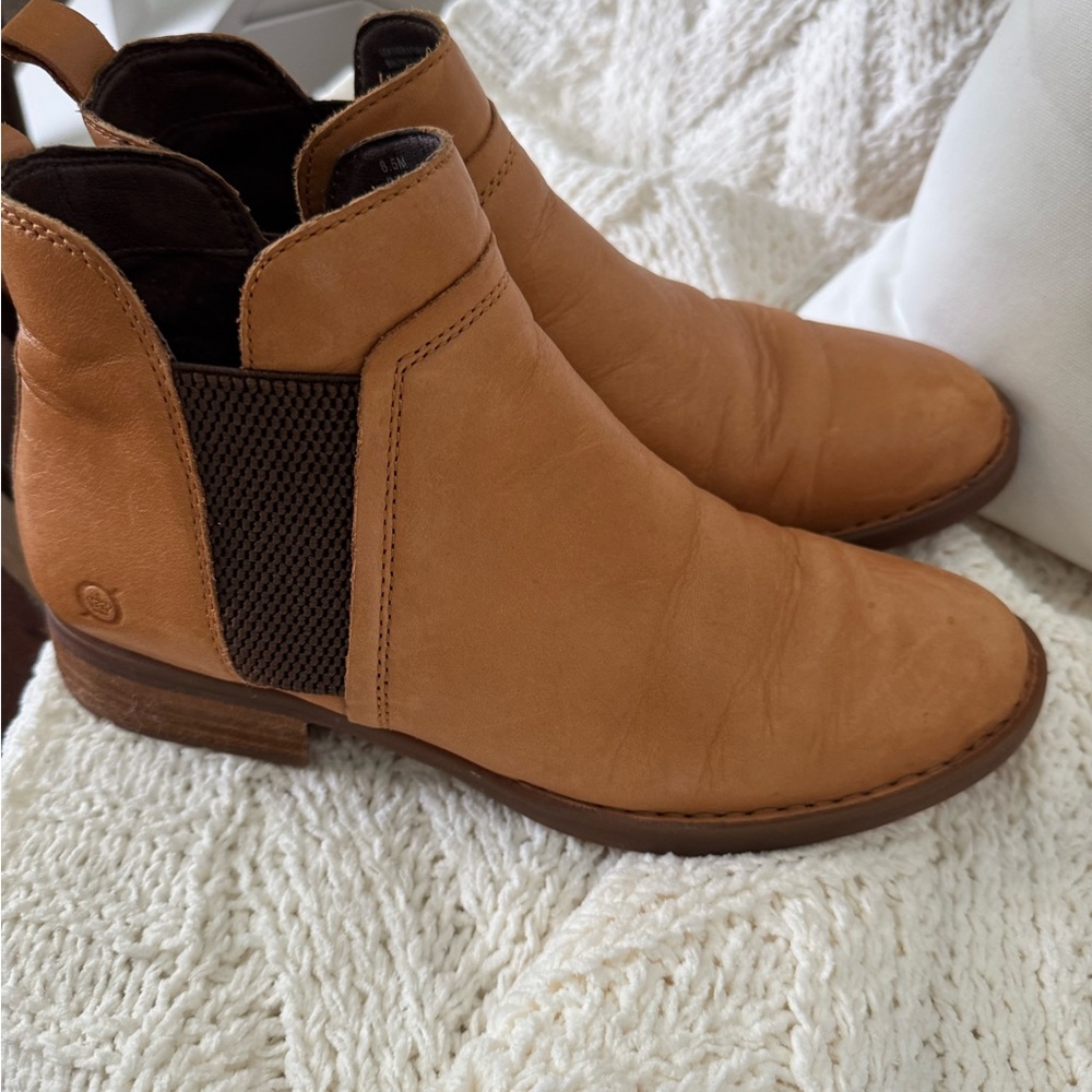 Born Tan Ankle Booties with Elastic Panels